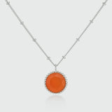 Barcelona Silver July Carnelian Birthstone Necklace-Auree Jewellery