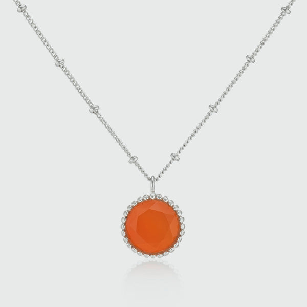 Barcelona Silver July Carnelian Birthstone Necklace-Auree Jewellery