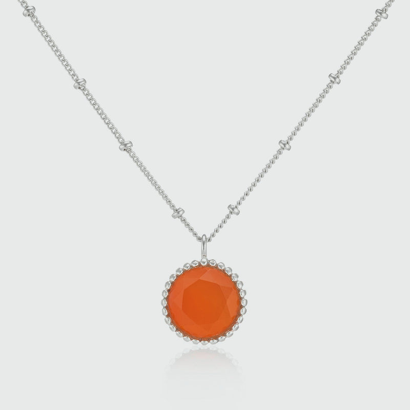 Barcelona Silver July Carnelian Birthstone Necklace-Auree Jewellery