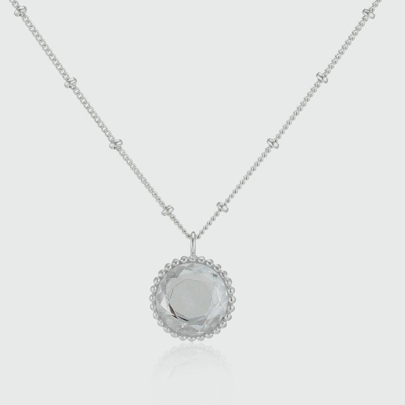 Barcelona Silver April Crystal Birthstone Necklace-Auree Jewellery