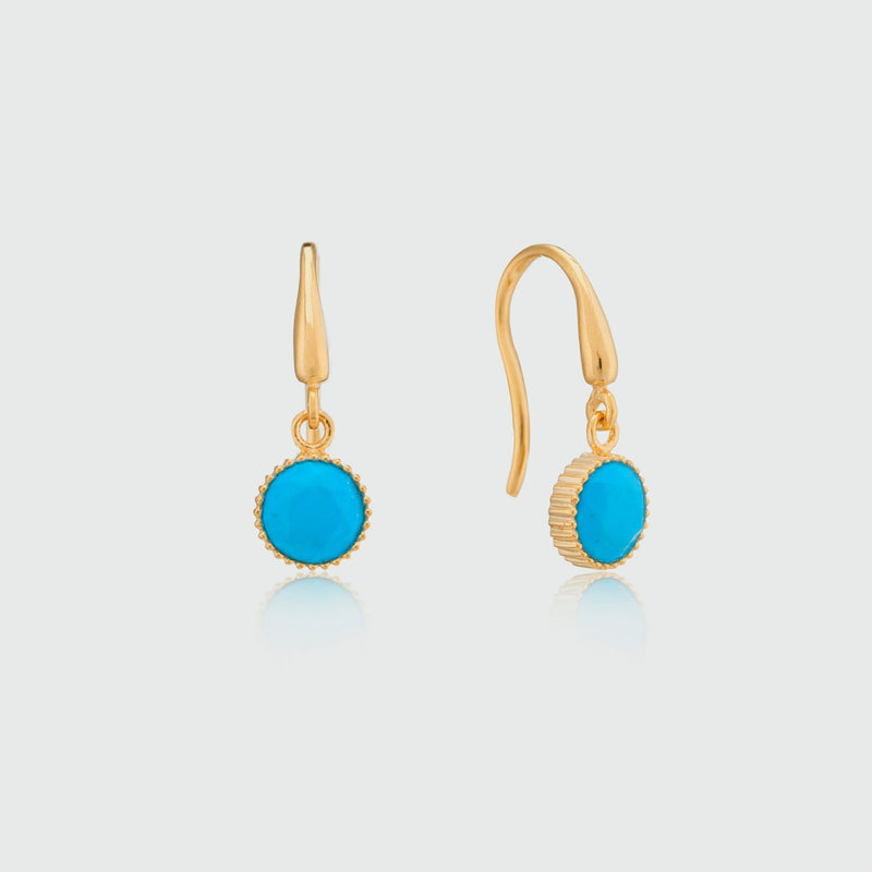 Barcelona December Turquoise Birthstone Hook Earrings-Auree Jewellery