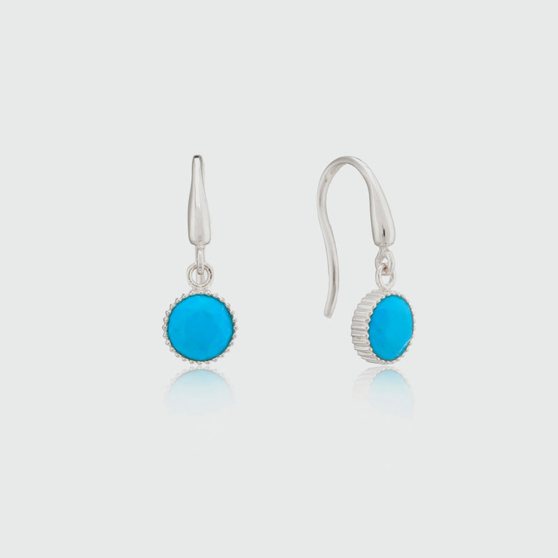 Barcelona Silver December Turquoise Birthstone Hook Earrings-Auree Jewellery