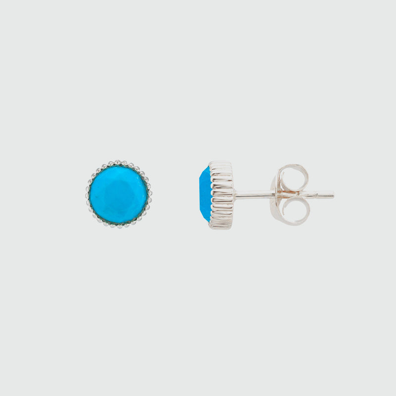 Barcelona Silver December Turquoise Birthstone Stud Earrings-Auree Jewellery