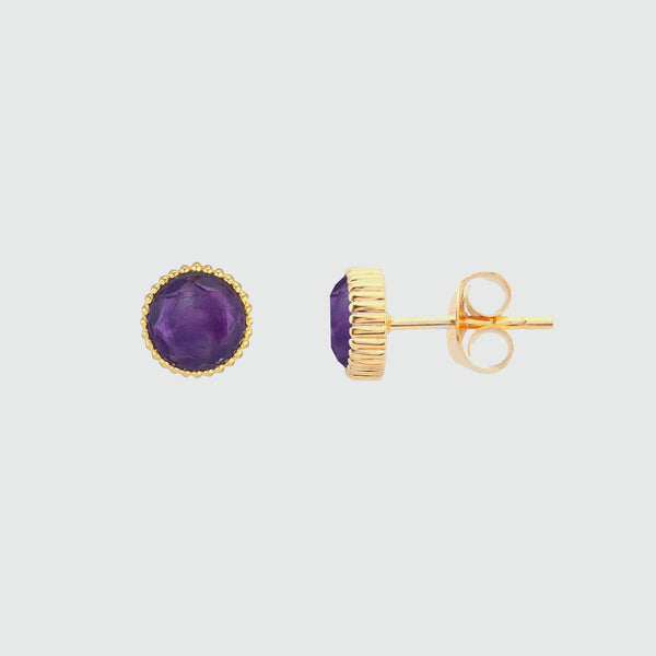 Barcelona February Amethyst Birthstone Stud Earrings-Auree Jewellery