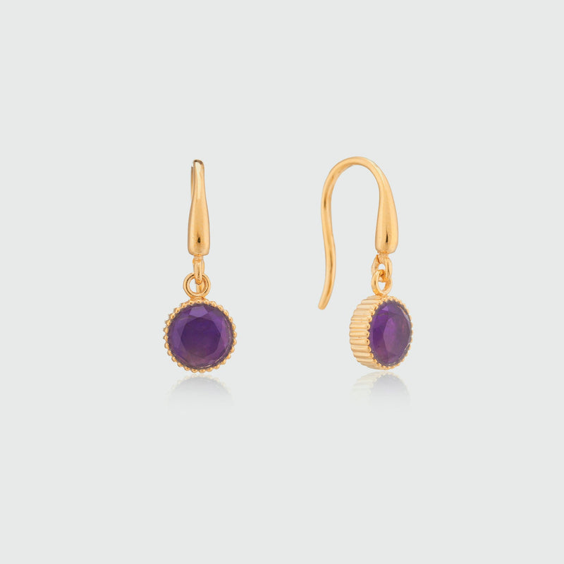 Barcelona February Amethyst Birthstone Hook Earrings-Auree Jewellery