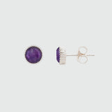 Barcelona Silver February Amethyst Birthstone Stud Earrings-Auree Jewellery