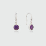 Barcelona Silver February Amethyst Birthstone Hook Earrings-Auree Jewellery