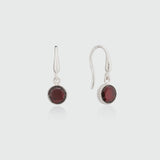 Barcelona Silver January Garnet Birthstone Hook Earrings-Auree Jewellery