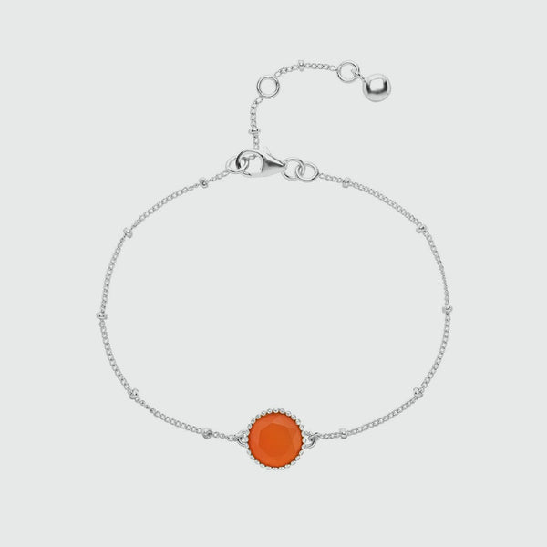 Barcelona Silver July Carnelian Birthstone Bracelet-Auree Jewellery