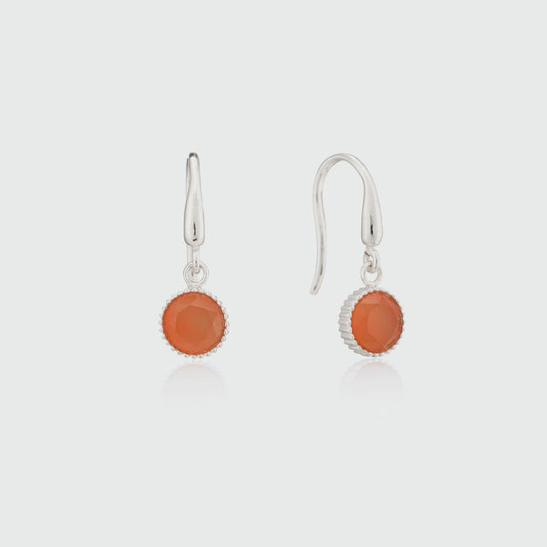 Barcelona Silver July Carnelian Birthstone Hook Earrings-Auree Jewellery