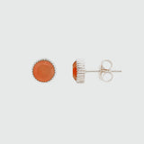 Barcelona Silver July Carnelian Birthstone Stud Earrings-Auree Jewellery