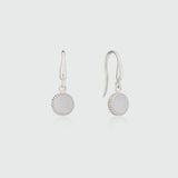 Barcelona Silver June Moonstone Birthstone Hook Earrings-Auree Jewellery