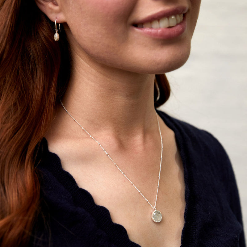 Barcelona Silver June Moonstone Birthstone Necklace-Auree Jewellery