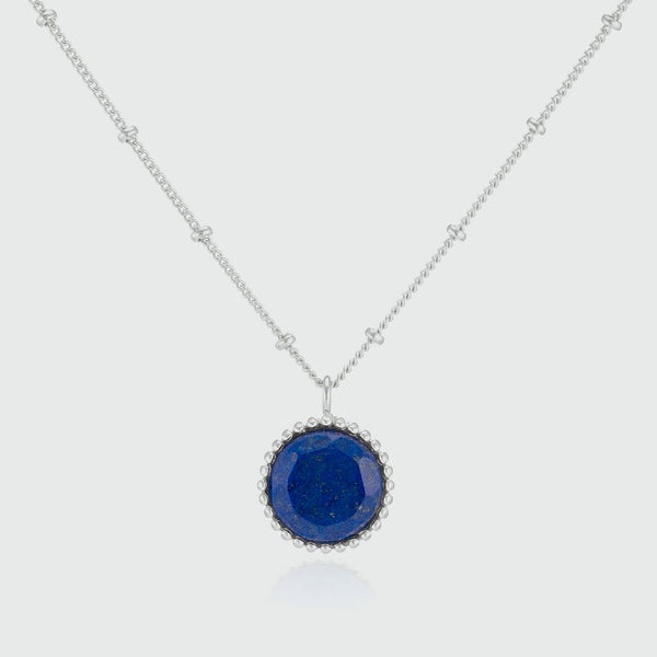 Barcelona Silver September Lapis Lazuli Birthstone Necklace