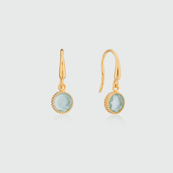 Barcelona March Blue Topaz Birthstone Hook Earrings-Auree Jewellery