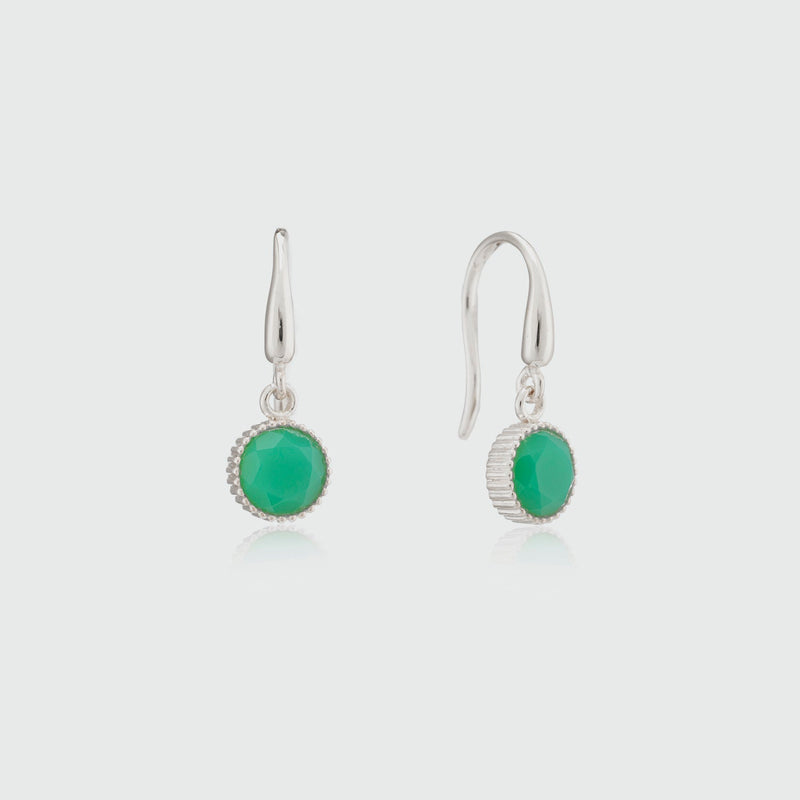 Barcelona Silver May Chrysoprase Birthstone Hook Earrings-Auree Jewellery