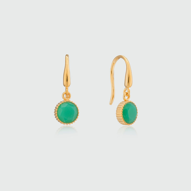 Barcelona May Chrysoprase Birthstone Hook Earrings-Auree Jewellery