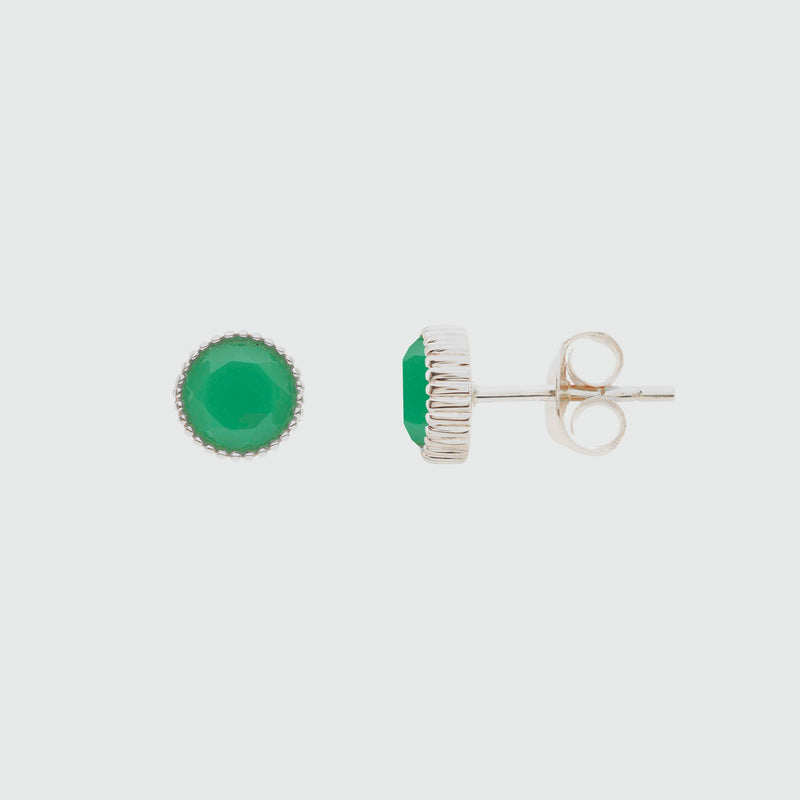 Barcelona Silver May Chrysoprase Birthstone Stud Earrings-Auree Jewellery