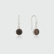 Barcelona Silver November Smokey Quartz Birthstone Hook Earrings-Auree Jewellery