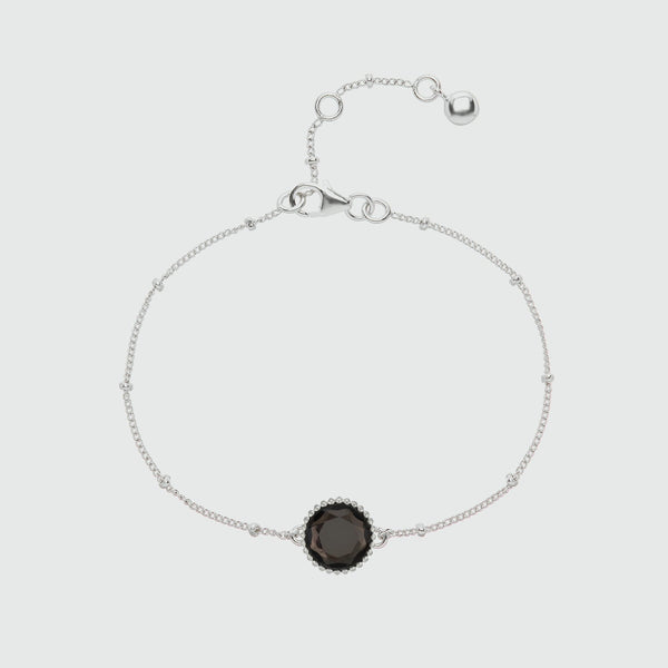 Barcelona Silver November Smokey Quartz Birthstone Bracelet-Auree Jewellery