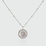 Barcelona Silver October Rose Quartz Birthstone Necklace-Auree Jewellery