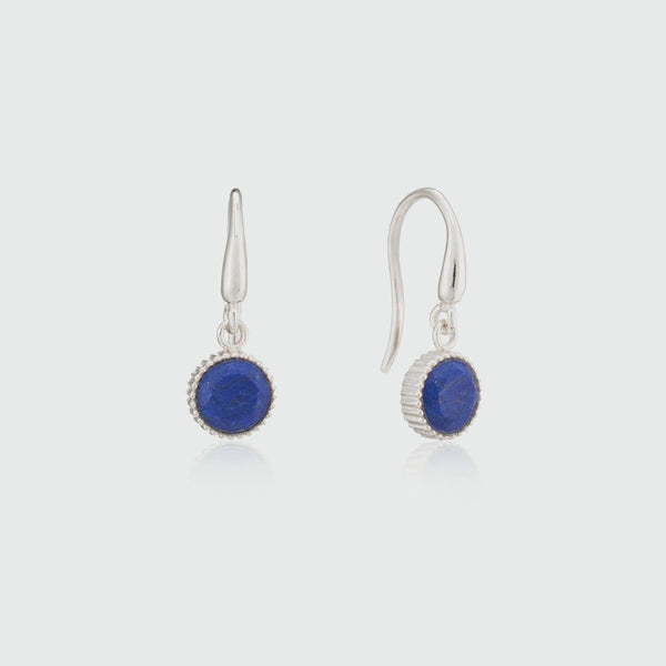 Barcelona Silver September Lapis Lazuli Birthstone Hook Earrings