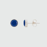 Barcelona Silver September Lapis Lazuli Birthstone Stud Earrings