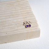Barcelona Silver February Amethyst Birthstone Hook Earrings-Auree Jewellery