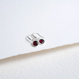 Barcelona Silver January Garnet Birthstone Hook Earrings-Auree Jewellery