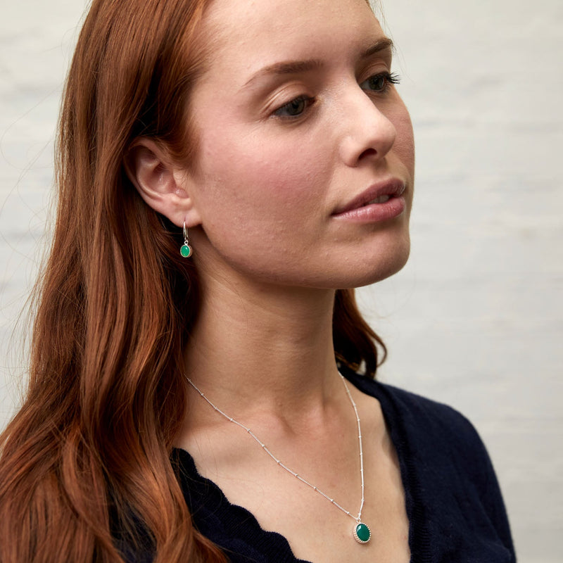 Barcelona Silver May Chrysoprase Birthstone Necklace-Auree Jewellery