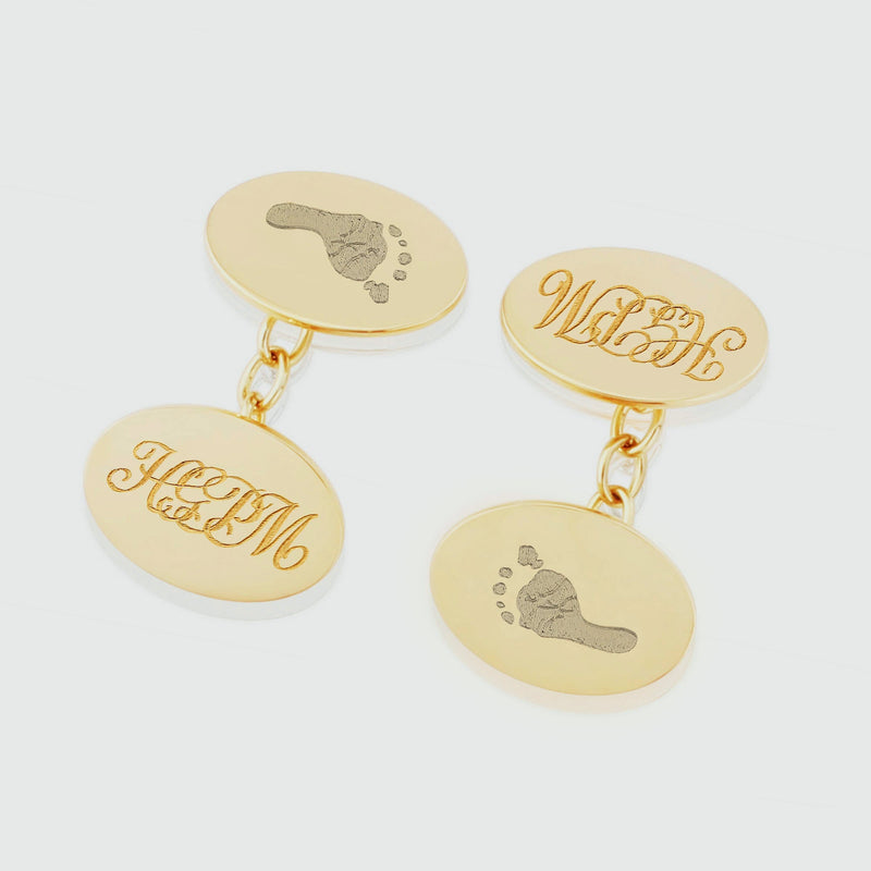 Bellevue 9ct Yellow Gold Footprint Cufflinks-Auree Jewellery