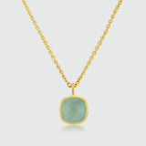 Brooklyn Aqua Chalcedony & Gold Vermeil Necklace-Auree Jewellery