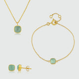Brooklyn Aqua Chalcedony & Gold Vermeil Jewellery Set
