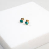 Aurora Malachite & Gold Vermeil Cabouchon Stud Earrings-Auree Jewellery