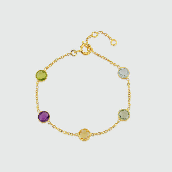 Chennai Multi Gemstone & Gold Vermeil Bracelet-Auree Jewellery