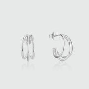 Cordoba Triple Sterling Silver Hoop Earrings-Auree Jewellery