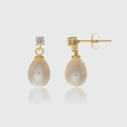 Drayton White Pearl & Cubic Zirconia Gold Vermeil Oval Earrings