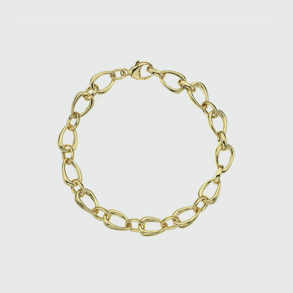Egerton 9ct Yellow Gold Raindrop Link Bracelet