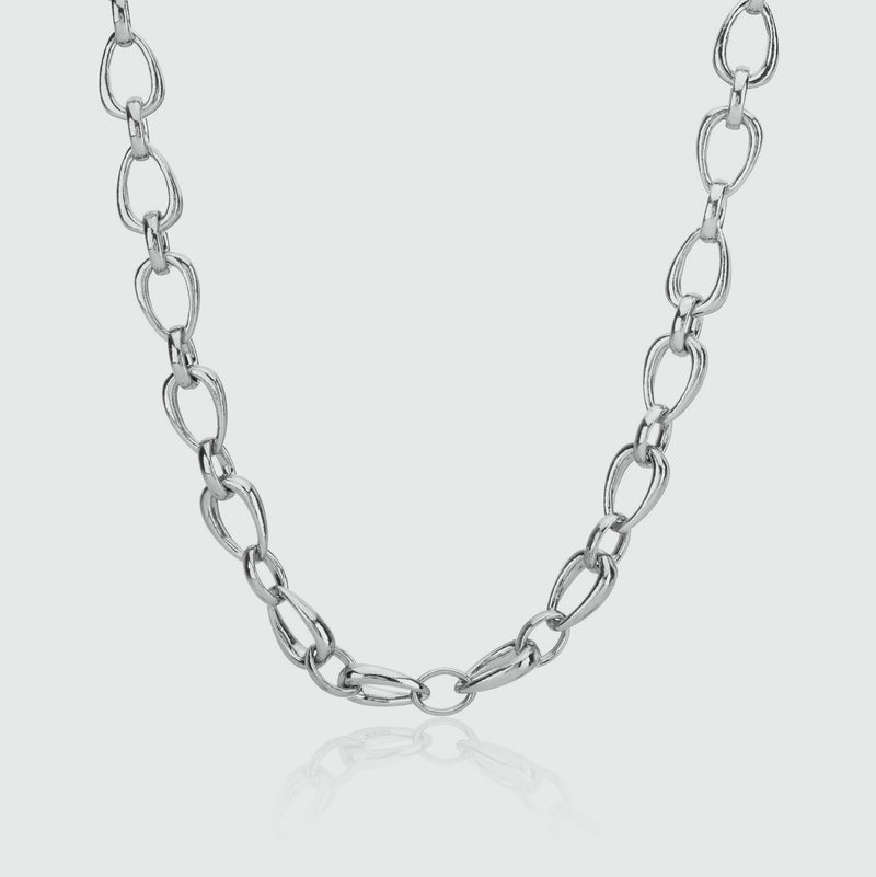 Egerton Sterling Silver Raindrop Link Necklace-Auree Jewellery