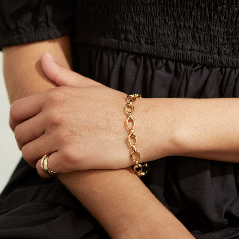 Egerton Gold Vermeil Raindrop Link Bracelet-Auree Jewellery