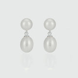 Glebe Double White Pearl & Sterling Silver Drop Earrings-Auree Jewellery