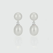 Glebe Double White Pearl & Sterling Silver Drop Earrings
