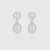 Glebe Double White Pearl & Sterling Silver Drop Earrings-Auree Jewellery