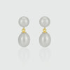 Glebe Double White Pearl & Gold Vermeil Drop Earrings-Auree Jewellery