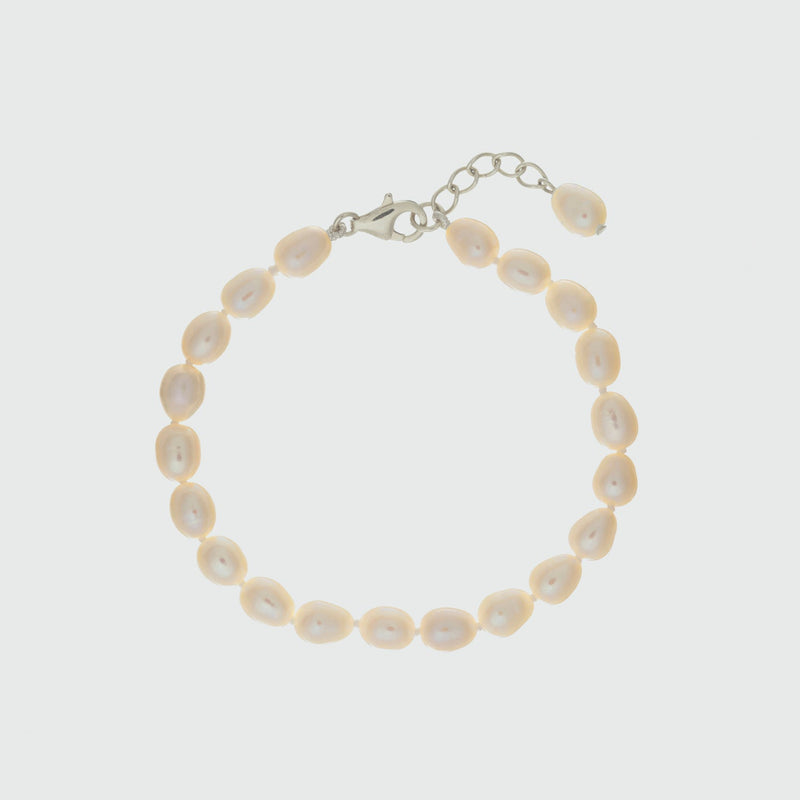 Gloucester White Freshwater Pearl & Sterling Silver Bracelet-Auree Jewellery