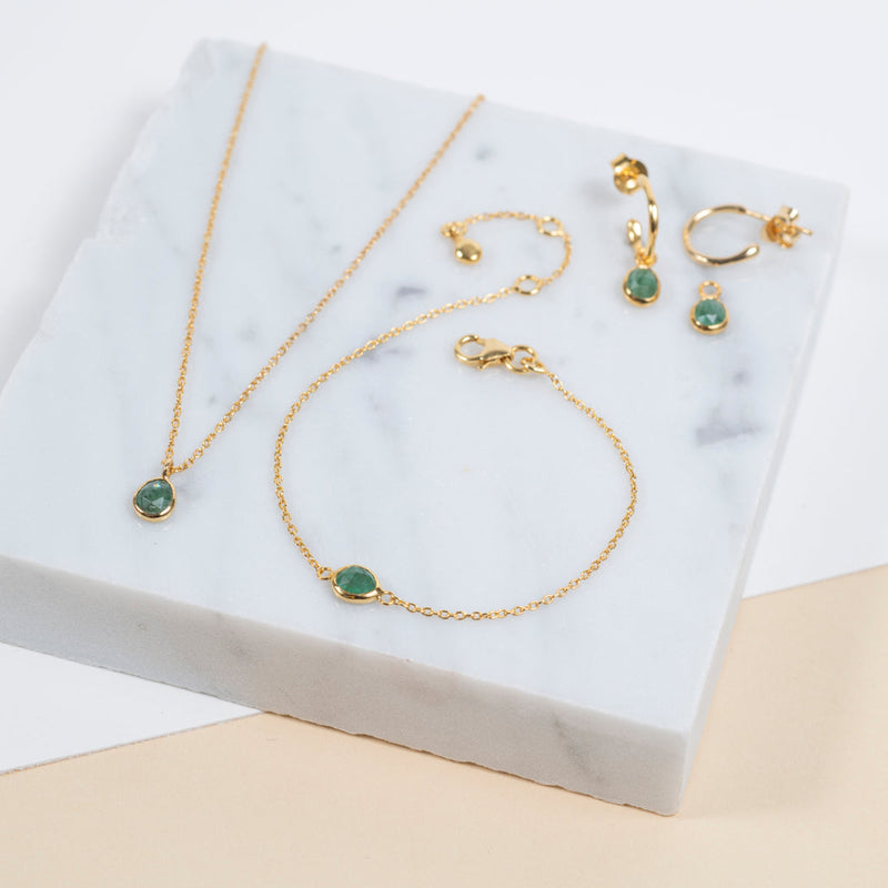 Hampton Emerald & Gold Vermeil Interchangeable Gemstone Earrings-Auree Jewellery