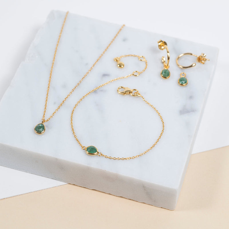 Hampton Emerald & Gold Vermeil Interchangeable Gemstone Earrings
