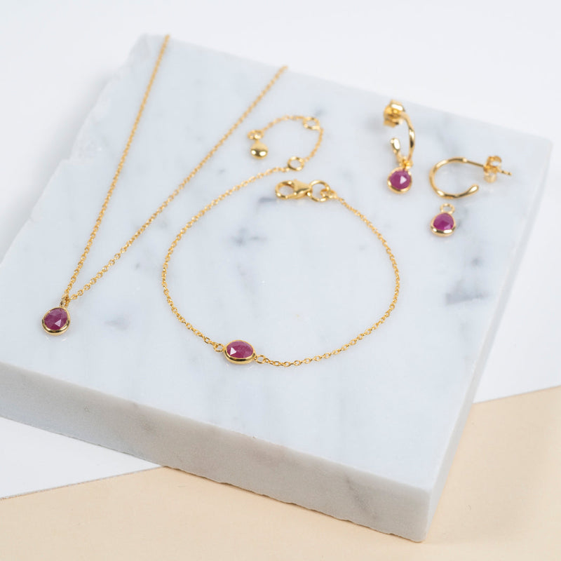 Hampton Ruby & Gold Vermeil Interchangeable Gemstone Earrings-Auree Jewellery