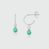 Hampton Emerald & Silver Interchangeable Gemstone Earrings-Auree Jewellery