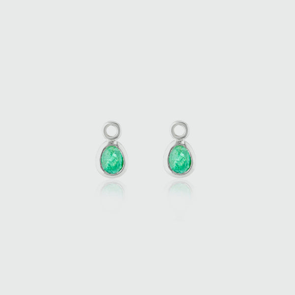 Hampton Emerald & Silver Interchangeable Gemstone Drops-Auree Jewellery